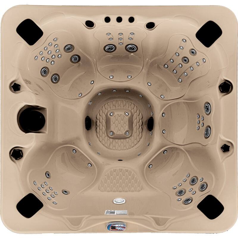7-Person 100-Jet Premium Acrylic Bench Spa Standard Hot Tub with Sound System and LED Waterfall