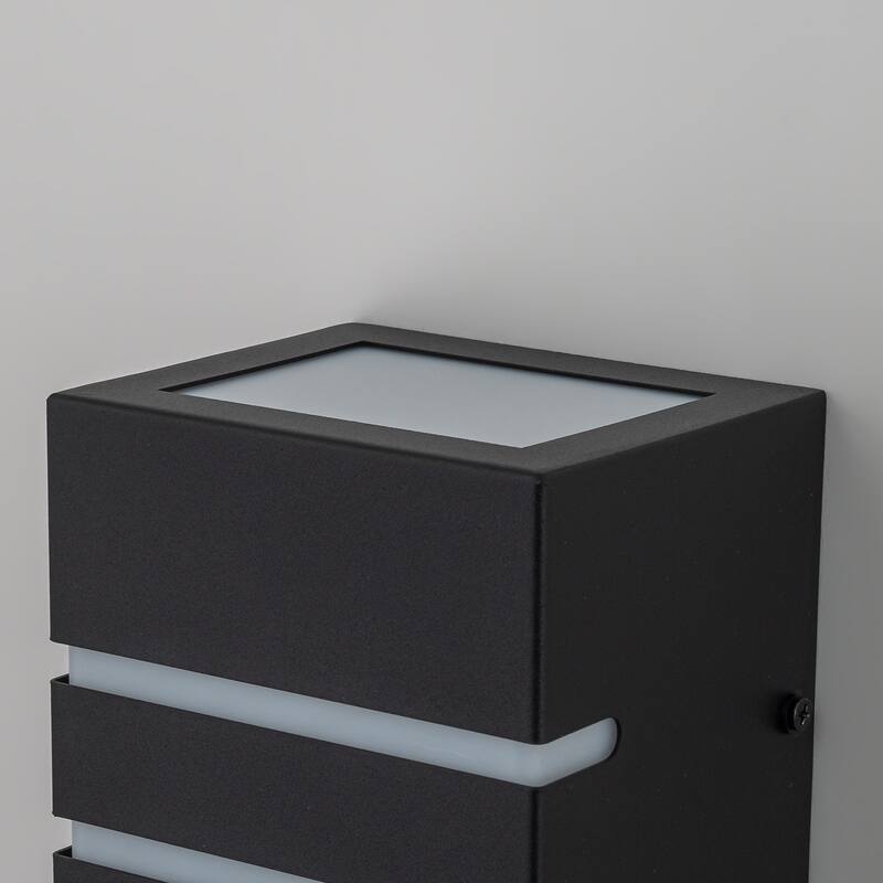 2-light Modern Black Outdoor Rectangular LED Wall Sconce - H9.3" x W4.5" x D3.7"