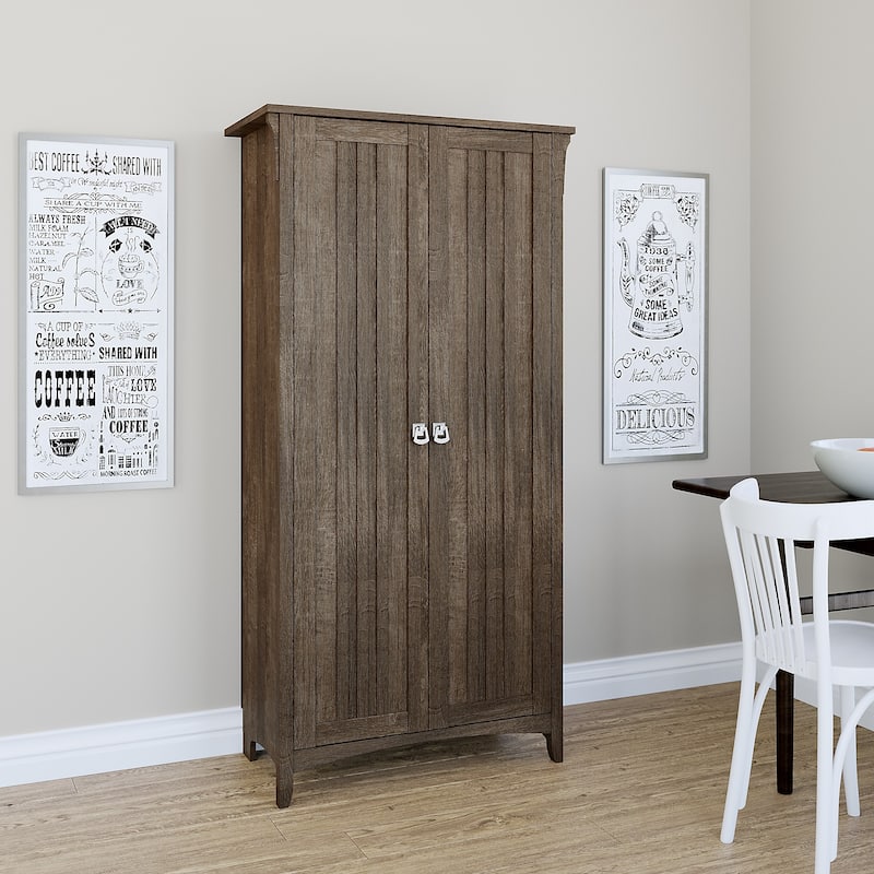 Bush Furniture Salinas Kitchen Pantry Cabinet with Doors - Ash Finish
