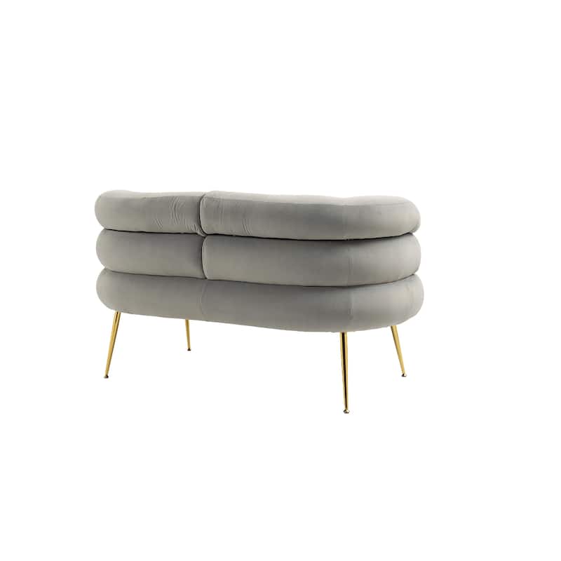 Velvet Upholstered Tubulous Accent Long Chair With Golden feet