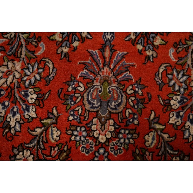 Orange Floral Sarouk Persian Area Rug Handmade Wool Carpet - 3'8"x 5'9"
