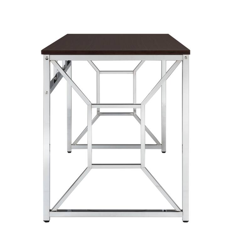 Modern Home Office Desk with Polished Chrome Frame, Durable Anti-Scratch Surface, and Stylish Design