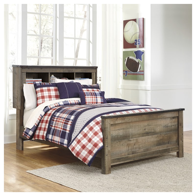 Signature Design by Ashley Trinell Brown Full Bookcase Panel Bed - Brown - Full