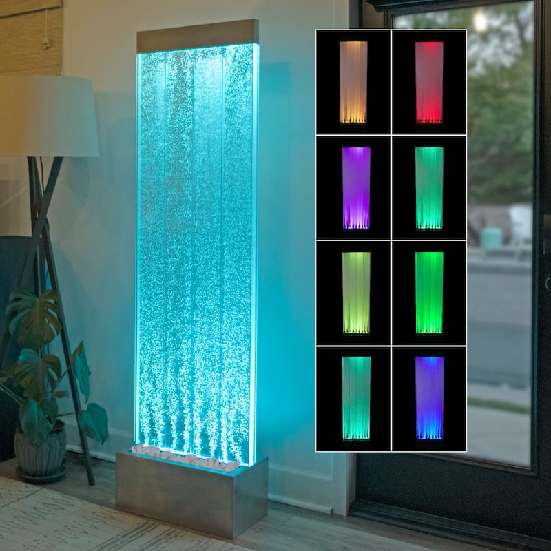 Alpine Corporation 72" Bubble Wall Fountain with Color Changing LED Lights and Remote