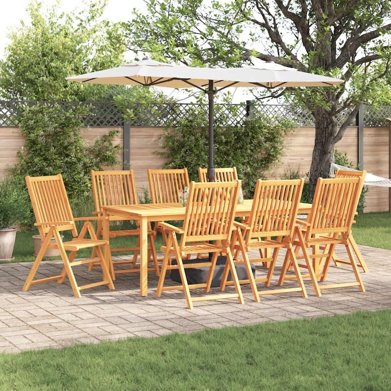 vidaXL 9 Piece Garden Dining Set Solid Acacia Wood Foldable - 22.4" x 27.2" x 43.7"