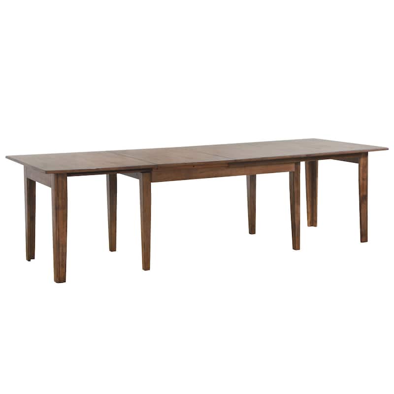 Extendable Dining Table Set - 12 Seater Rectangular Table with Chairs - Amish Brown Finish