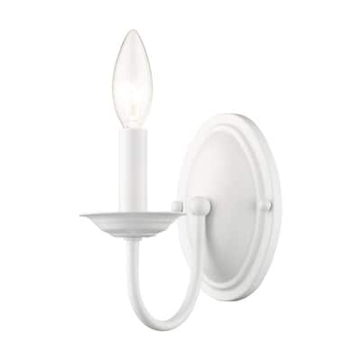 Livex Lighting 1 Light White Wall Sconce, 4151-03 - 4.25" W 7" H 6.5" EXT