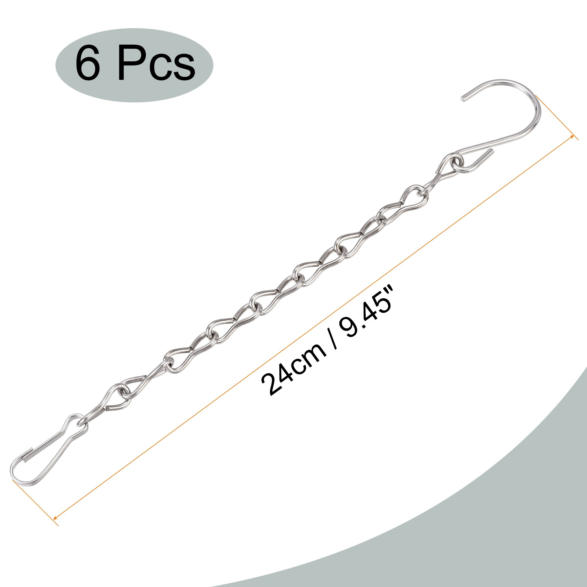 Hanging Chains 24cm Extension Chain Link with S Shaped Hooks 6Pcs