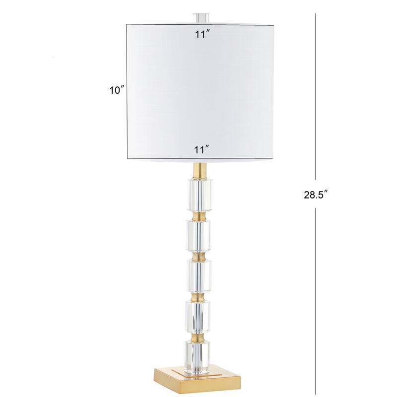 Nala 28.5" Crystal LED Table Lamp, Clear/Brass (Set of 2) by JONATHAN Y