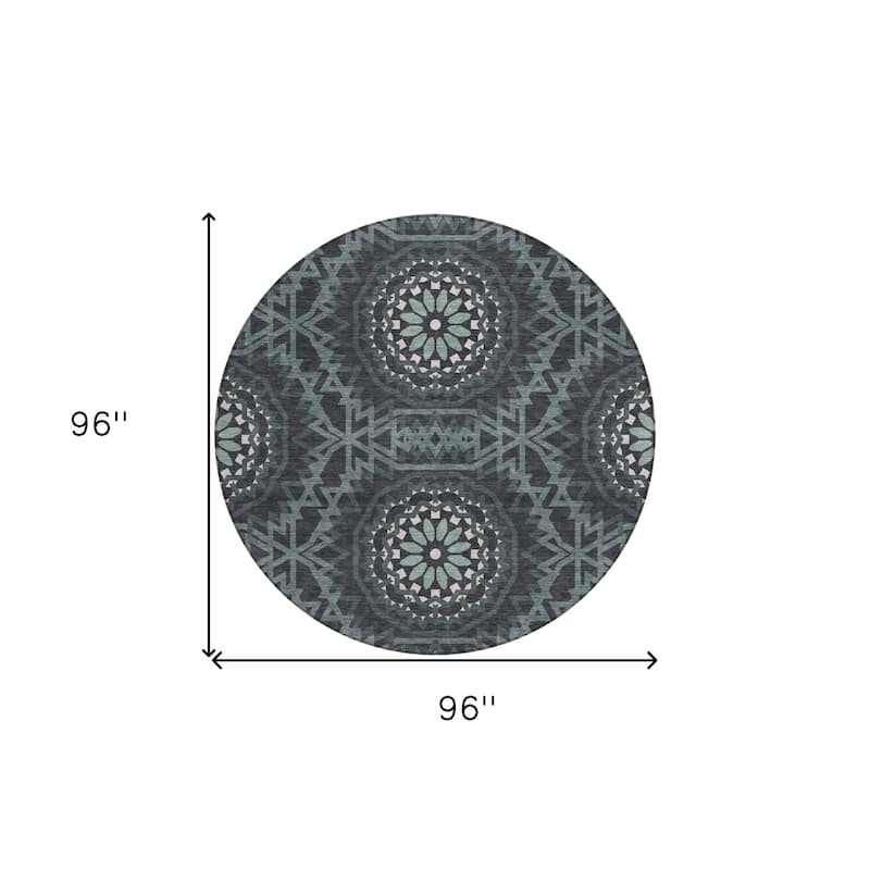HomeRoots Floral Medallion Transitional Rectangle Outdoor Rug