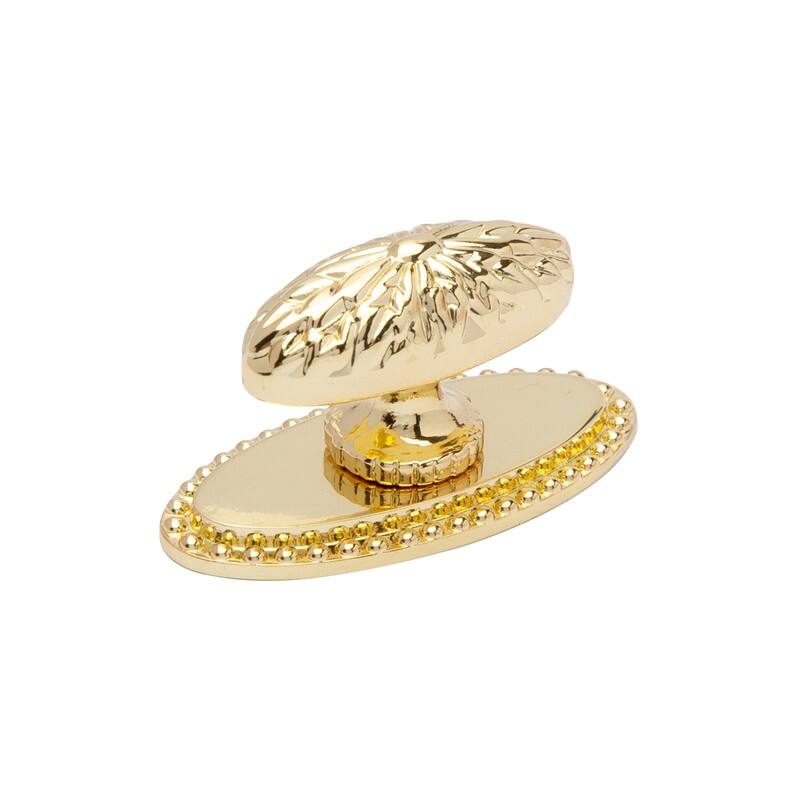 Utopia Alley Megan Cabinet Ring Pull Knob - Vintage Cabinet Polished Gold Hardware with Hand, Pull Knobs 1.9"