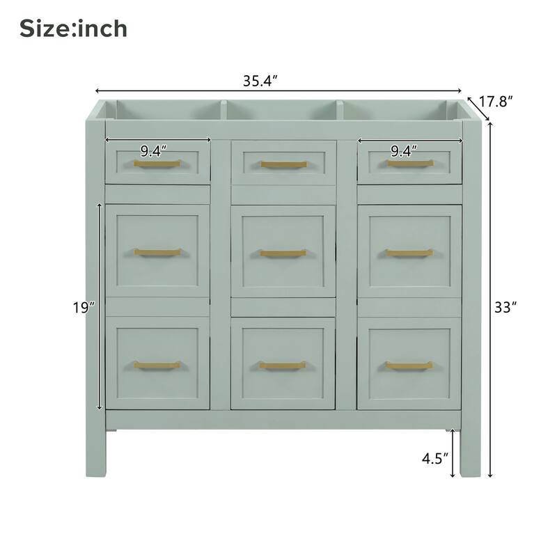 36-Inch Bathroom Vanity with Ceramic Sink Combo, Modern Freestanding Storage Cabinet