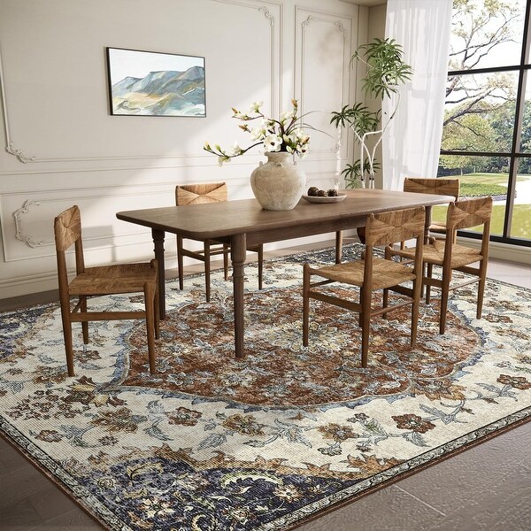 48×93 “Paper balloons” ViNTAGE RUG Garvee Washable Mandala Medallion Print Area Rug - On Sale - Bed