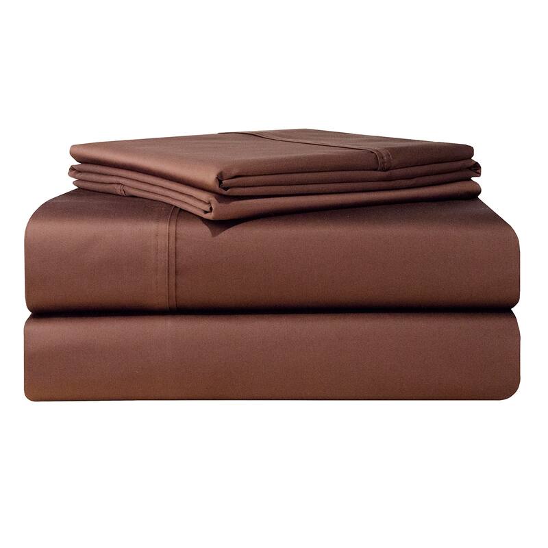 Pointehaven 500 Thread Count Long Staple Cotton Extra Deep Pocket Bed Sheet Set - Queen - Chocolate