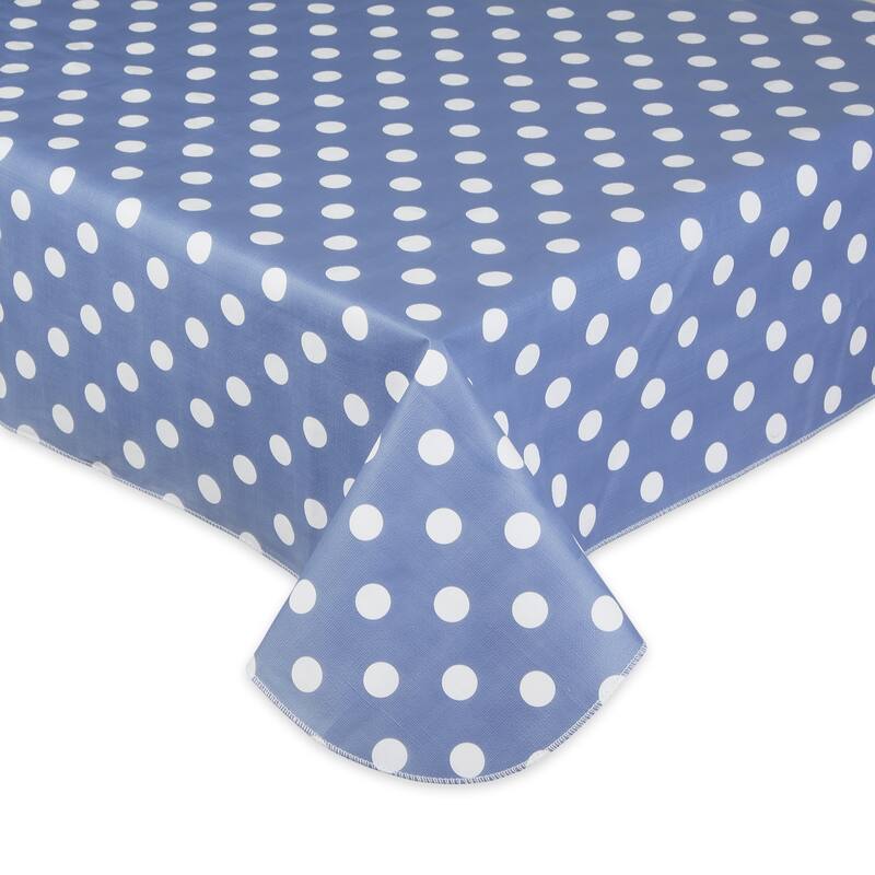 Stonewash Blue Polka Dot Vinyl Tablecloth