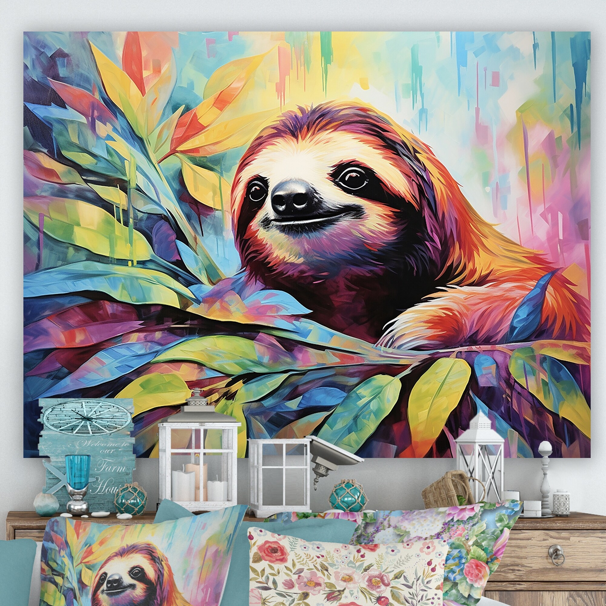 Designart "Colorful Pop Art Sloth " Slothwall Art - Bed Bath & Beyond -  40005056