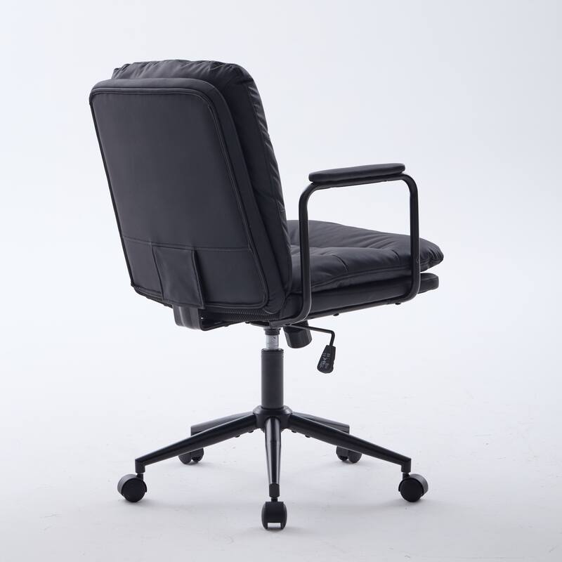 Office Chair,Mid Back Home Office Desk Task Chair with Wheels and Arms Ergonomic PU Leather Computer Rolling Swivel Chair