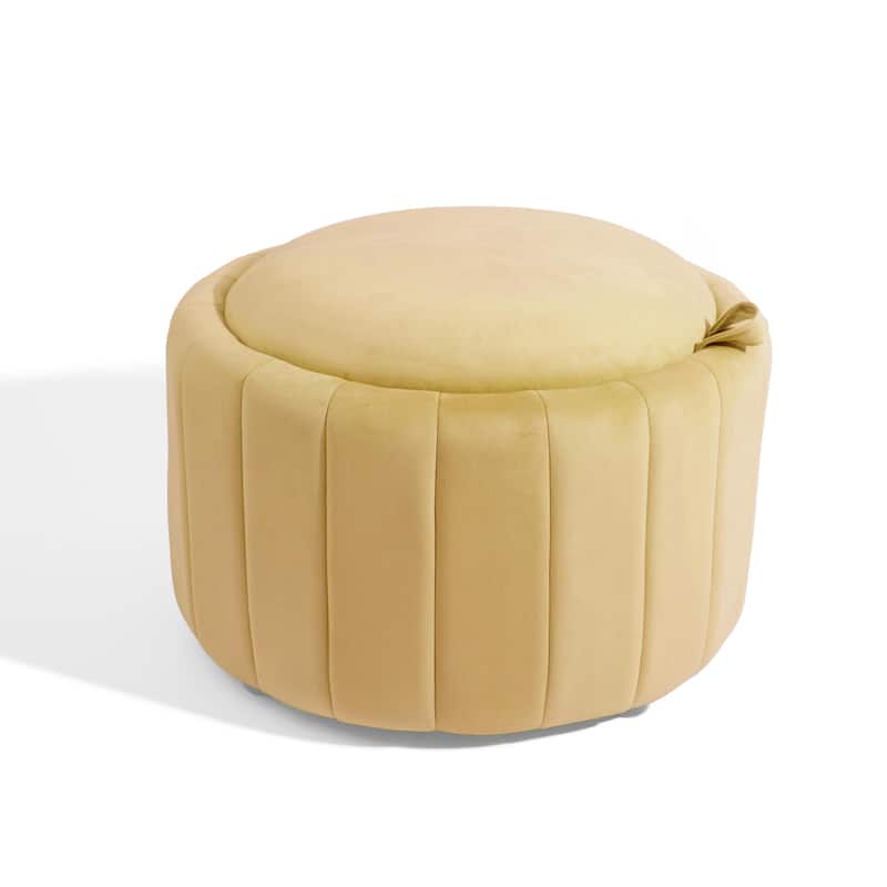29" Modern Velvet Round Storage Ottoman