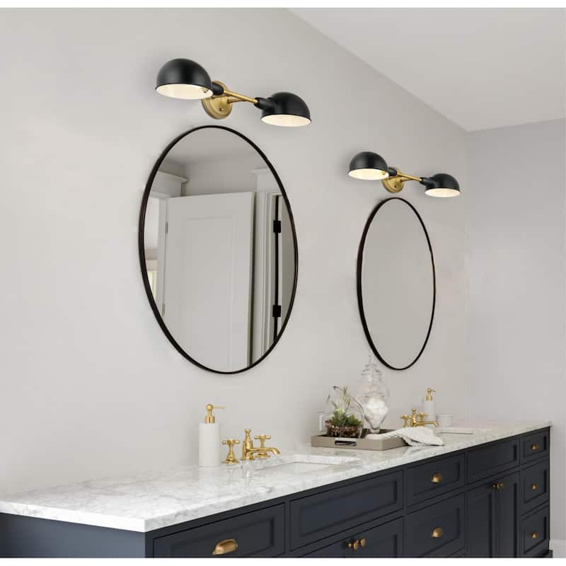 Westinghouse Lighting Langhorne Two Light Wall Fixture, Matte Black and Brushed Brass Finish - 2-Light