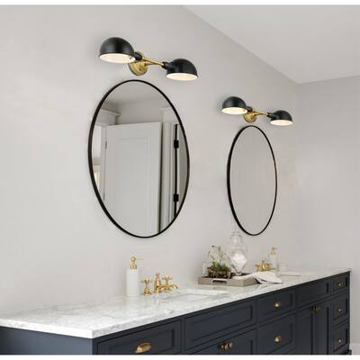 Westinghouse Lighting Langhorne Two Light Wall Fixture, Matte Black and Brushed Brass Finish - 2-Light