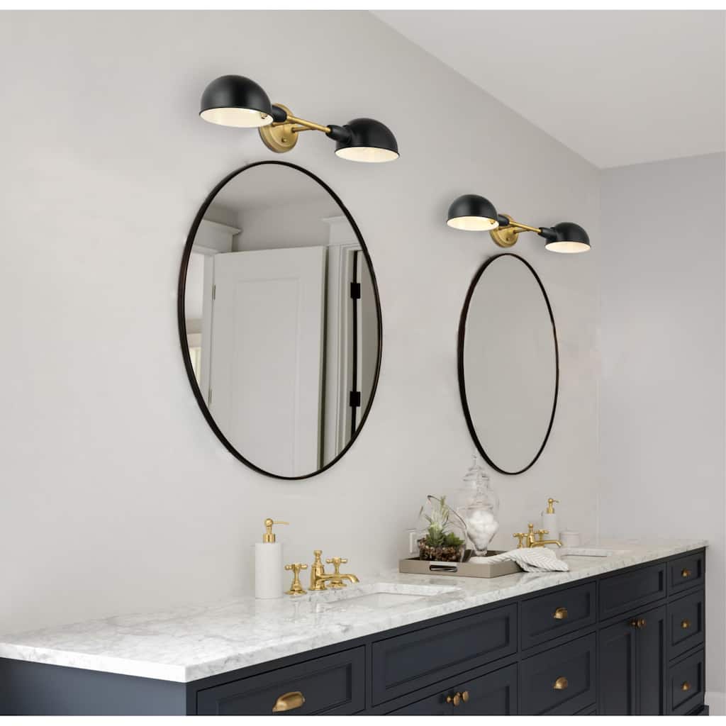Westinghouse Lighting Langhorne Two Light Wall Fixture, Matte Black and Brushed Brass Finish - 2-Light