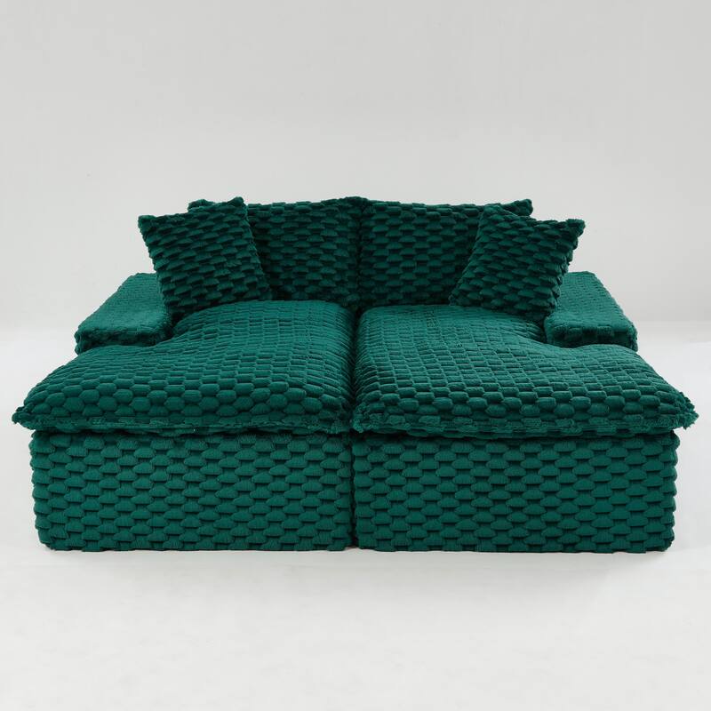 Double Chaise Lounge Sofa Turtle Velvet Sectional Sofa Set Lazy Sleeper Sofa, Full Compressed Sponge