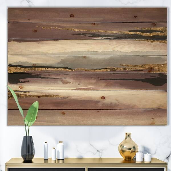 slide 1 of 4, Designart 'Purple Glam Storm I' Glam & Shabby Chic Print on Natural Pine Wood - Purple
