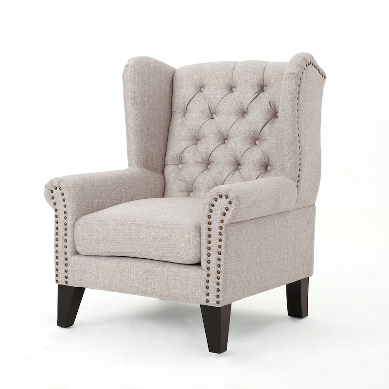 Modern 30" High Back Upholstered Button Tufted Accent Chair with Nailheads for Living Room