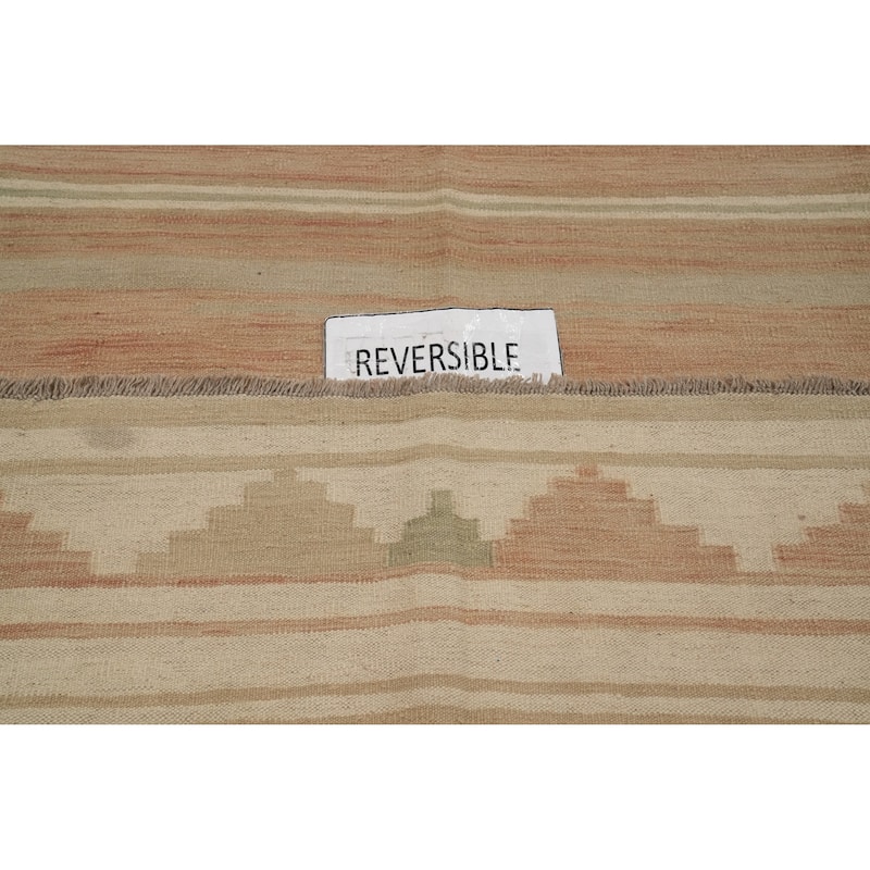 Hand Woven Oriental 100% Wool Carpet Southwestern Tribal Multi-Colored Kilim Area Rug - 10' 2'' X 8' 6''
