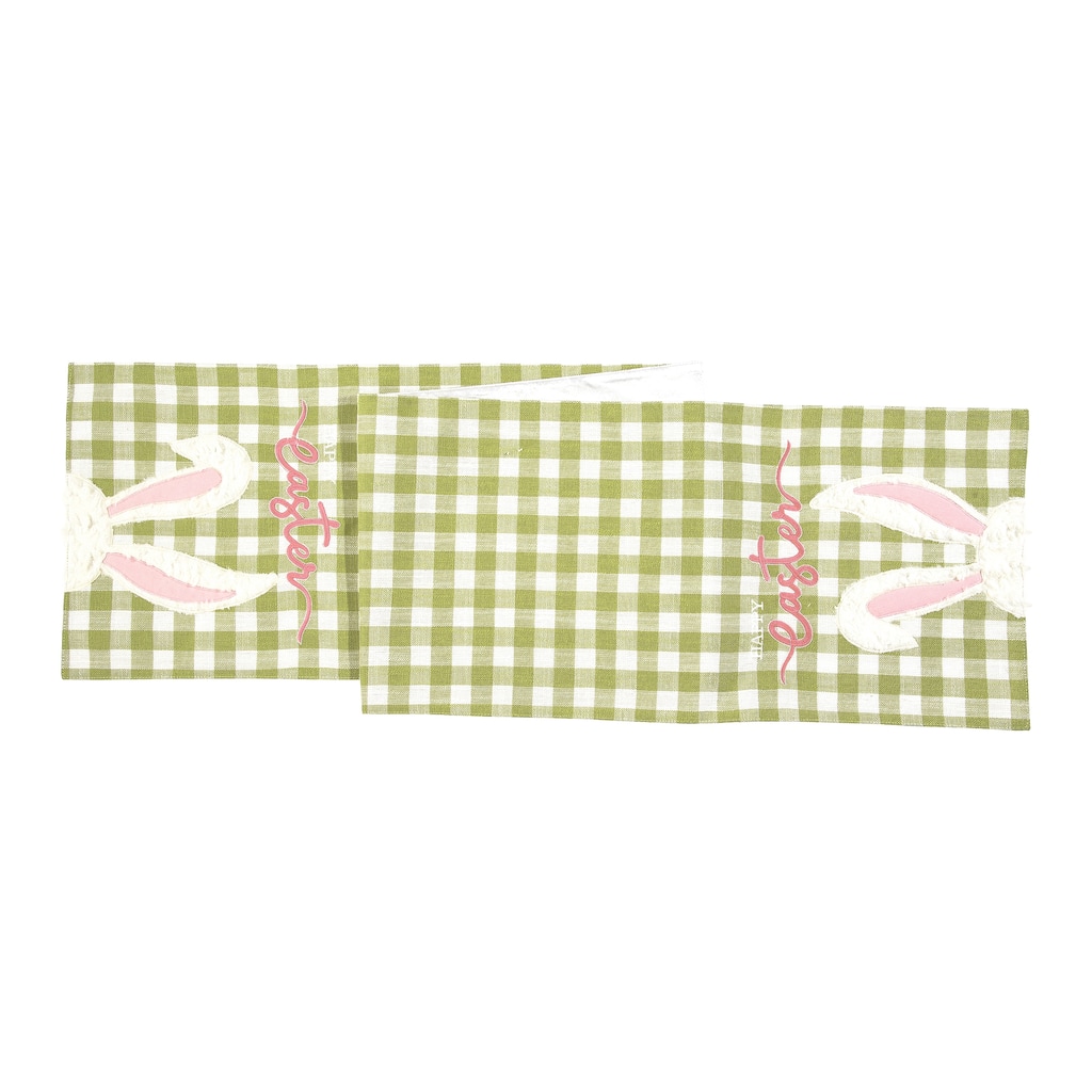 13" x 72" Easter Bunny Rabbit Ears Embroidered Spring Table Runner