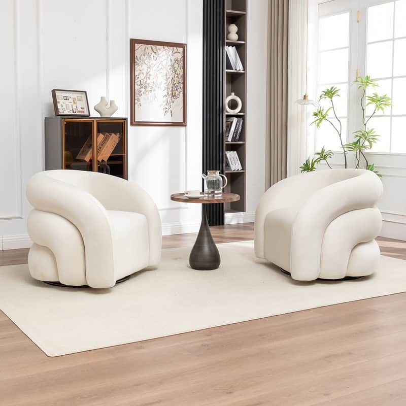SEYNAR Modern Glam Velvet 360 Degree Swivel Accent Armchair with Tufted Back Set of 2
