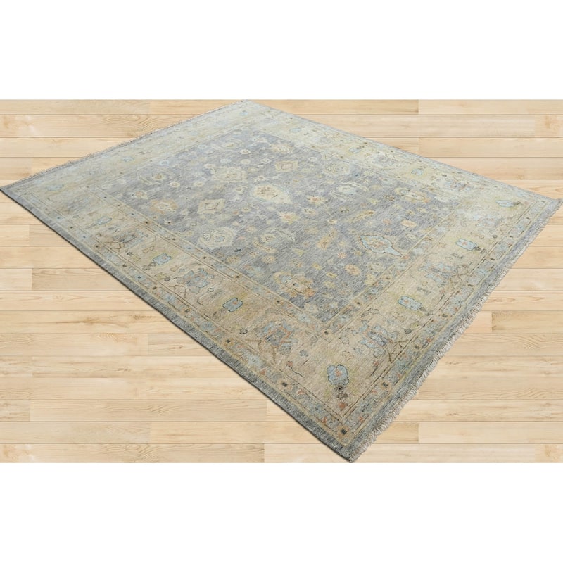 Multi Size Hand Knotted Blue Traditional Oushak Wool Oriental Area Rug