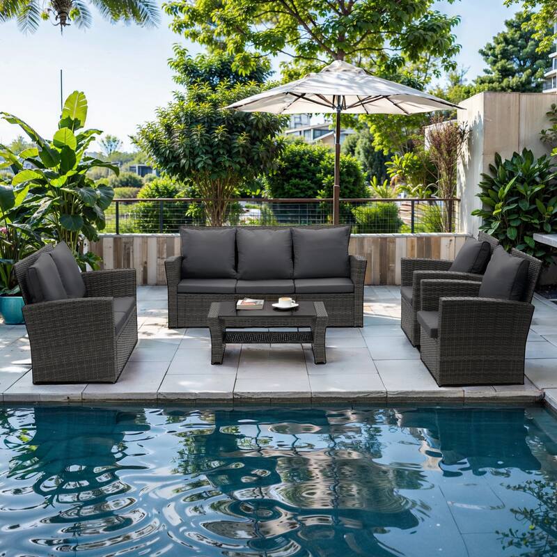 5-Piece Outdoor Patio Furniture Set - Black