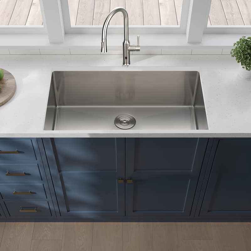 Undermount Single Bowl Stainless Steel Kitchen Sink with Workstation