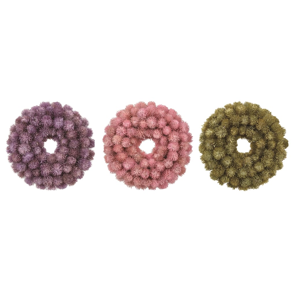 Transpac Natural Fiber 9.84" Multicolor Easter Mini Pinecone Decor Wreath Set of 3