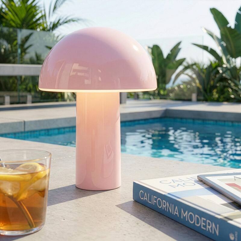 Brightech Celia 10.24 in LED Glossy Modern Round Dome Dimmable Cordless Portable Rechargeable Bedside Nightstand Desk Lamp