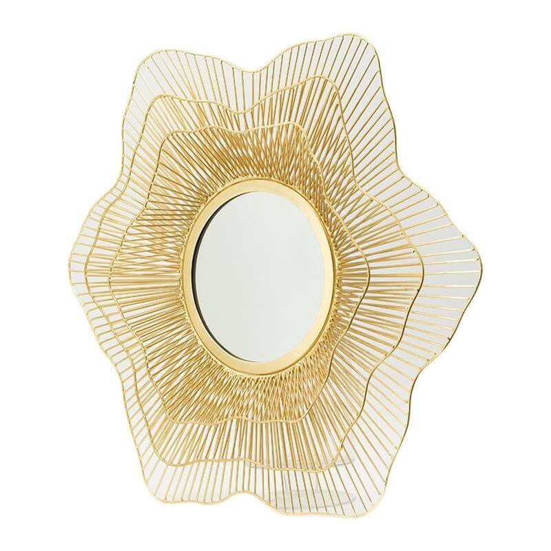 HomeRoots 27" Gold Floral Sunburst Iron Framed Accent Mirror - 27' X '27' X '2.4