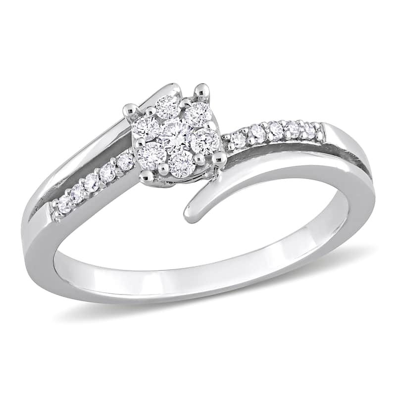 Miadora 1/5ct TDW Diamond Floral Cluster Ring in 14k White Gold