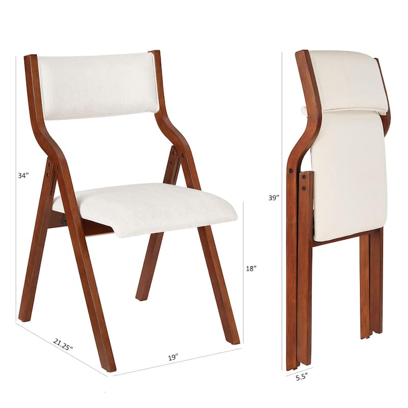 Upholstered Folding Dining Chair with Wood Legs (Set Of 2)