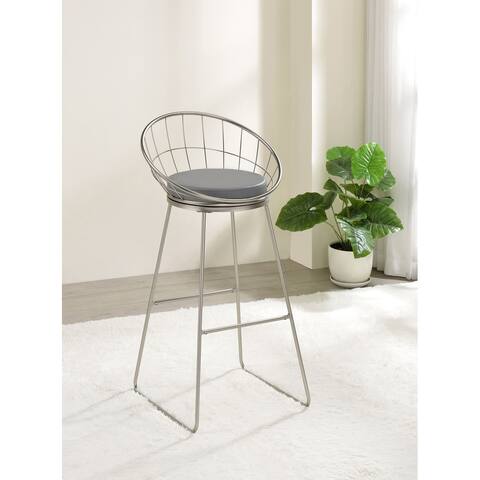 Froude Grey and Satin Nickel Padded Seat Bar Stools (Set of 2)