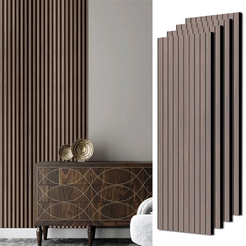 47" x 23" Modern Decor Polyester Grating Wood Acoustic Slat Panels Wall Paneling (Set of 4)