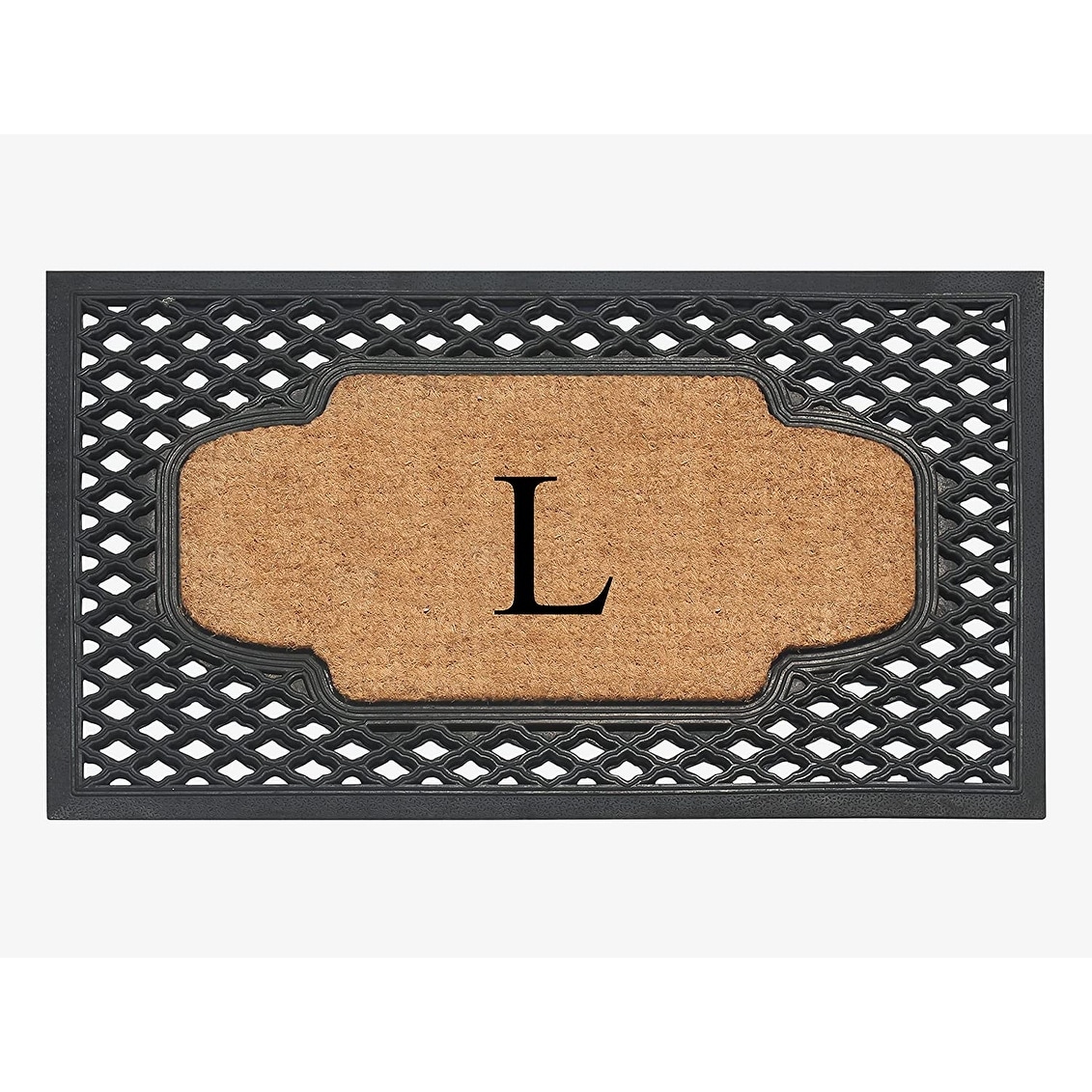 A1hc Natural Coir Monogrammed Door Mat for Front Door, 30 inch x 60 inch, Anti-Shed Treated Durable Doormat for Outdoor Entrance, Heavy Duty, Low