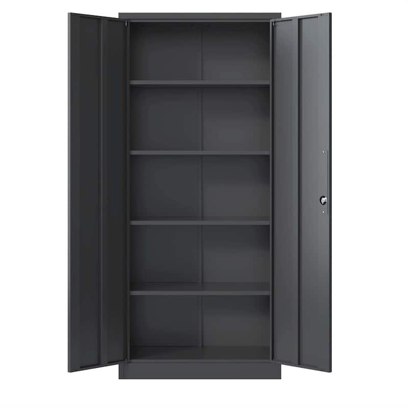 72"H Metal Lockable Storage Cabinet with Doors and 4 Shelves