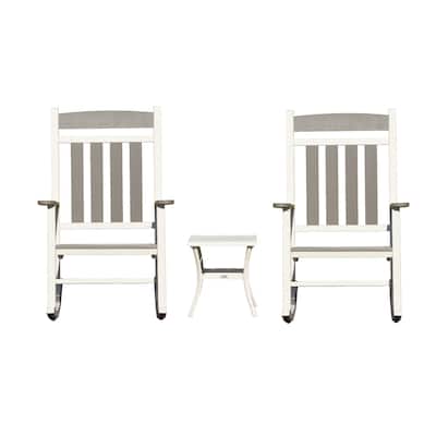 Outdoor Rocking Chairs Set of 3, Durable HDPE Oversized Rockers, Porch Rocking Chair with 380lbs Support, Weather-Resistant