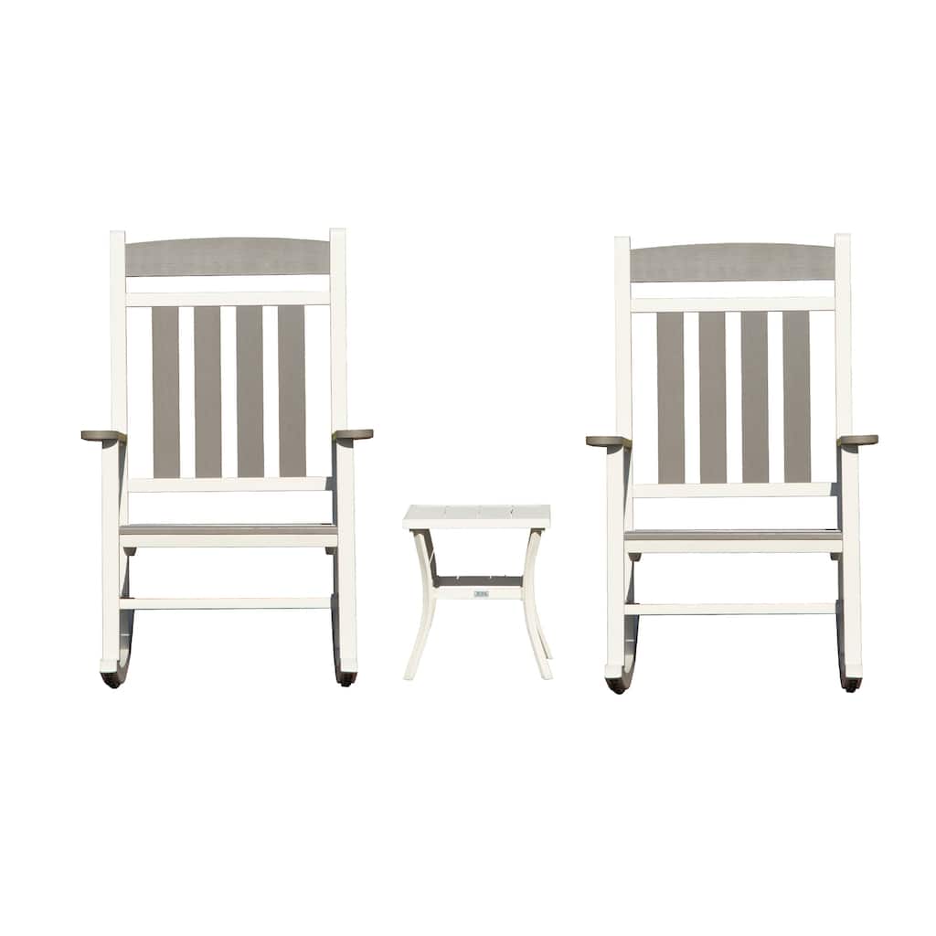 Outdoor Rocking Chairs Set of 3, Durable HDPE Oversized Rockers, Porch Rocking Chair with 380lbs Support, Weather-Resistant