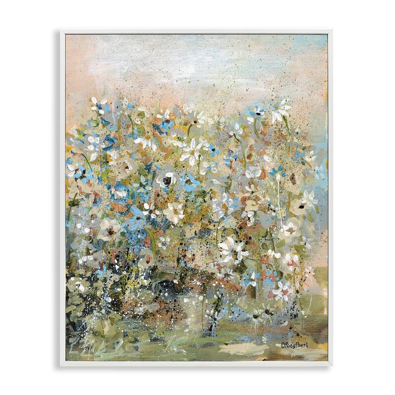 Stupell Speckled Garden Flowers Framed Giclee Art Design By Roy Ebert - 11 x 14 - White