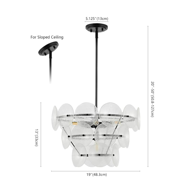 SAFAVIEH Lighting Landreth Chandelier - Black/Clear - 21"W x 21"D x 17"H