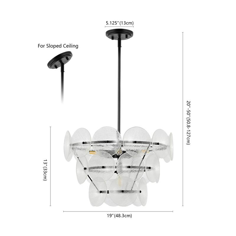 SAFAVIEH Lighting Sjouk Chandelier - 21" W x 21" D x 17" H - Black/Clear