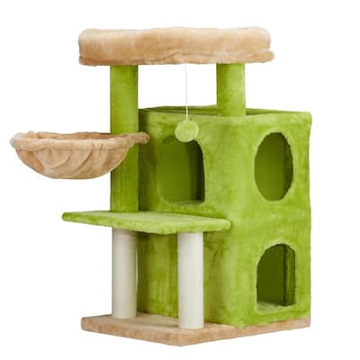 33 inch Cat Tree Cat Tower for Indoor Cats Green