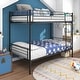 preview thumbnail 4 of 9, Black Twin over Twin Metal Bunk Bed, Frame with Ladder, Space-Saving Design for Bedroom